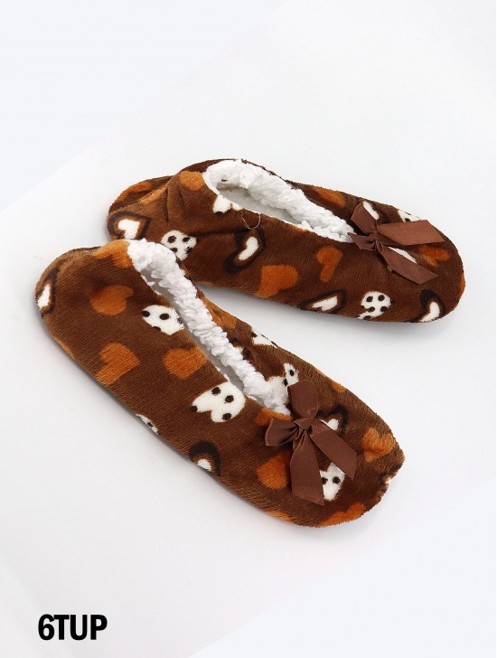 Heart Print Women's Slipper Socks